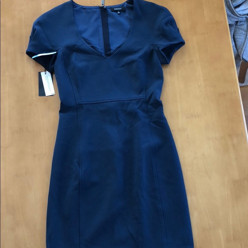 Aritzia Babaton Navy short sleeve dress
